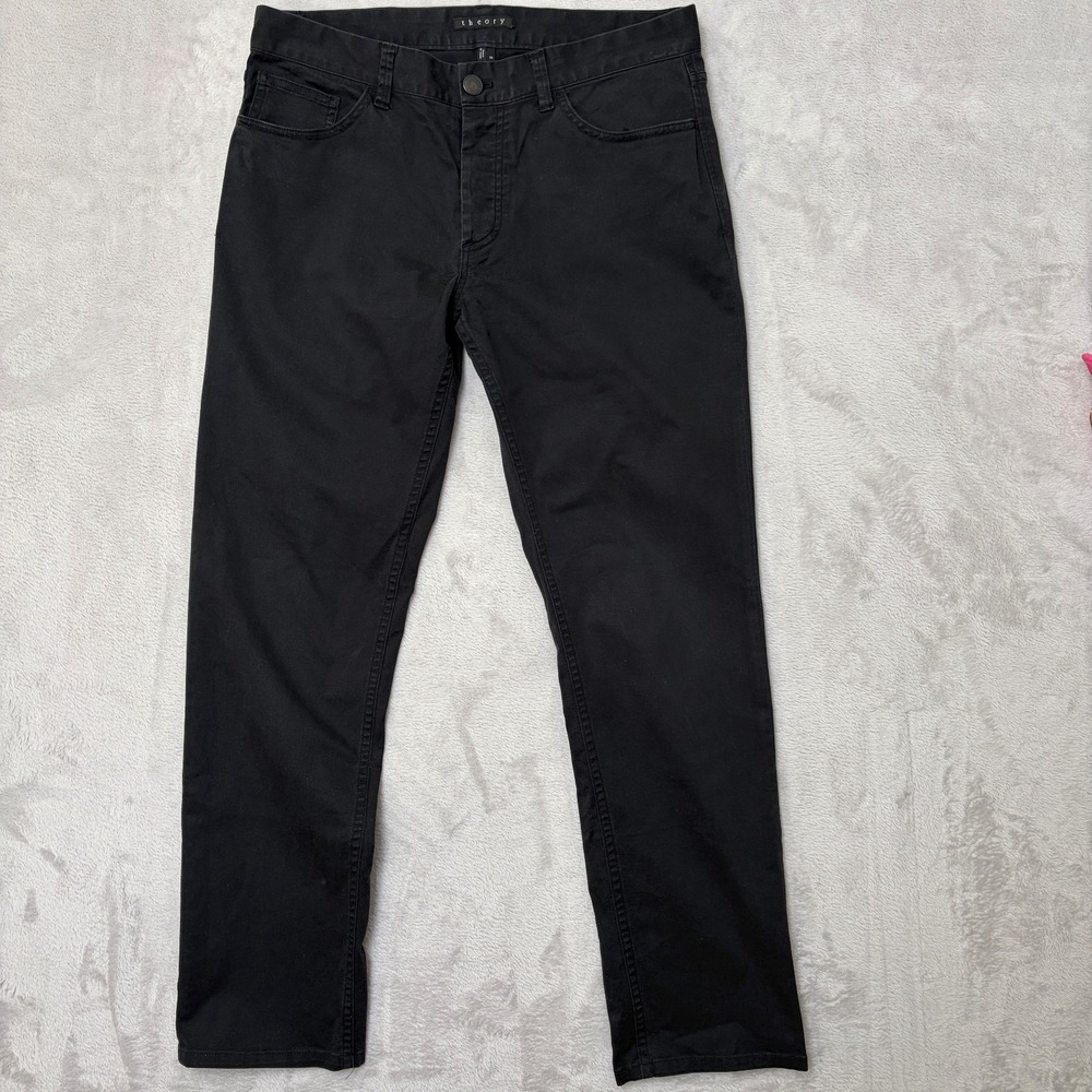Theory Haydin Writer Slim Straight Stretch Pant 32x29 faded black button fly